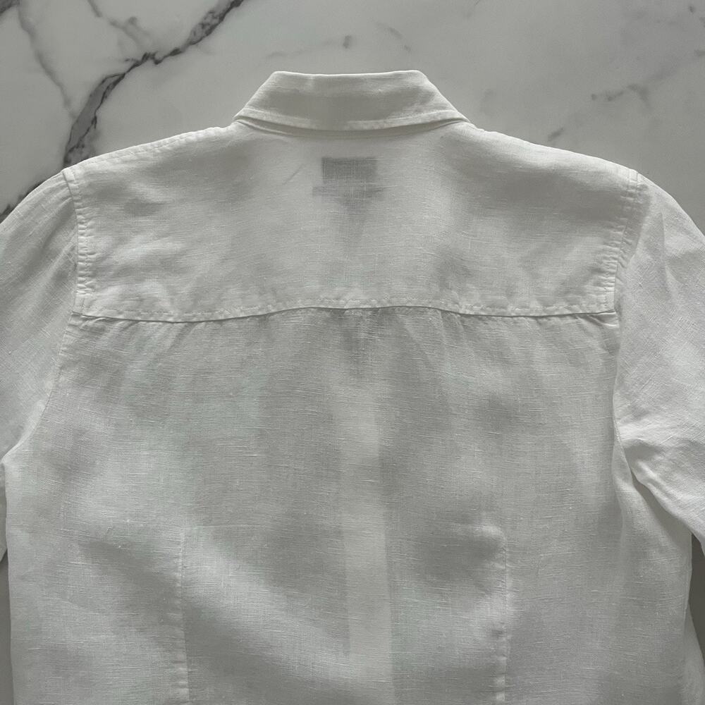 J. Crew Baird McNutt Irish linen perfect shirt white Sz 4 heritage coastal chic - Picture 7 of 10